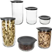 Ritzenhoff & Breker Ritzenhoff 6tlg Set Boho Vorratsdose 1,4L 1L 380ml Glas-Behälter Kunststoff-Deckel