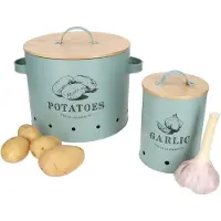 MamboCat 2er Set Vorratsdosen Fresh Knoblauchtopf & Kartoffeltopf Lagerung mint