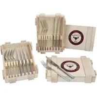 Justinus Bestecke Justinus 24tlg BBQ Steakbesteck-Set für 12 Personen Messer Gabel inkl Holz-Kiste