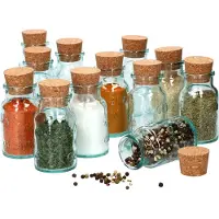 MamboCat 6 runde Gewürzgläser 125 ml + Naturkorkdeckel Glasdosen Vorratsbehälter recyceltes Aufbewahrung