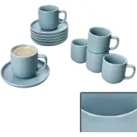 Ritzenhoff & Breker Ritzenhoff 6er Set Jasper Espressotassen & Untertassen Graublau für 6 Personen