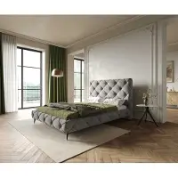 DELIFE Polsterbettgestell Nayara 140x200 cm Mikrofaser Grau