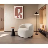 DELIFE Loungesessel Nova 88x88 cm Bouclé Creme-Weiß
