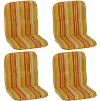 NYVI Niedriglehner Auflagen Hawaii 4er Set - 96x47 cm Orange Gelb Weiß Gestreift - Gartenmöbel Auflage mit 5 cm Polster und Gummi-Halteband