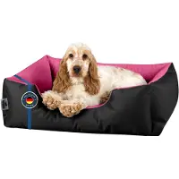 BedDog Hundebett LUPI waschbar,(S) ca. 55x40x17cm,BLACK-PASSION (schwarz/pink)
