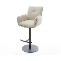 DELIFE Barstuhl Nela-Flex Webstoff Soft Beige Drehfuß höhenverstellbar Metall Schwarz