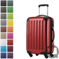 Hauptstadtkoffer Alex - Handgepäck-Koffer mit Erweiterung Kabinentrolley 4 Rollen, Bordgepäck für jede Airline, Reisetrolley Größe S Hartschale glänzend, 55 cm, 42 Liter,Rot