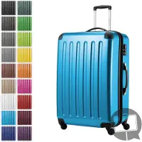 Hauptstadtkoffer Alex - Großer Hartschalen-Koffer für Aufgabegepäck mit Erweiterung Trolley Rollkoffer Check-In Reisekoffer XL 75 cm, 119 L, 4 Rollen, glänzend,Blau