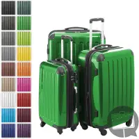 Hauptstadtkoffer - Alex - Kofferset 3 Größen Hartschalenkoffer Trolleys erweiterbar, 4 Rollen, Hartschale glänzend Reisekoffer Set, expandable travel luggage,Grün