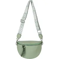 StyleBREAKER Damen Halbmond Crossbody Schultertaschen Einfarbig, verstellbarer Schultergurt mit Zick-Zack Rauten Muster 02012401