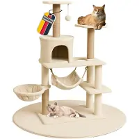 Coemo Kratzbaum für Katzen, mit Hängematten, Schlafhöhle, Ruheplatz, Sisal Stamm Anthrazit