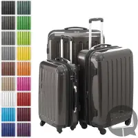 Hauptstadtkoffer - Alex - Kofferset 3 Größen Hartschalenkoffer Trolleys erweiterbar, 4 Rollen, Hartschale glänzend Reisekoffer Set, expandable travel luggage,Graphit
