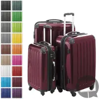 Hauptstadtkoffer - Alex - Kofferset 3 Größen Hartschalenkoffer Trolleys erweiterbar, 4 Rollen, Hartschale glänzend Reisekoffer Set, expandable travel luggage,Burgund