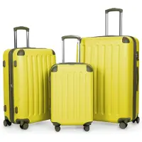 Hauptstadtkoffer - Spree - Kofferset Hartschalen-Koffer Reisekoffer mit Rollen und Erweiterung 3-teiliges Set, TSA, 4 Rollen, Trolleys S M & L,Lemon