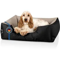 BedDog Hundebett LUPI waschbar,(M) ca. 70x55x18cm,NAMIB-BLACK (schwarz/beige)