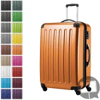 Hauptstadtkoffer Alex - Großer Hartschalen-Koffer für Aufgabegepäck mit Erweiterung Trolley Rollkoffer Check-In Reisekoffer XL 75 cm, 119 L, 4 Rollen, glänzend,Orange