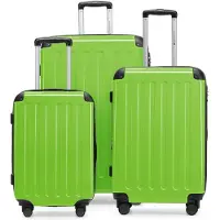 Hauptstadtkoffer - Alex - Koffer-Set 3-teilig, Rollkoffer Trolleys 4 Rollen mit Erweiterung, Handgepäck und Check-In Gepäck für jede Reiseart, TSA,Apfelgrün