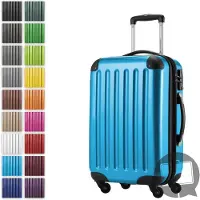 Hauptstadtkoffer Alex - Handgepäck-Koffer mit Erweiterung Kabinentrolley 4 Rollen, Bordgepäck für jede Airline, Reisetrolley Größe S Hartschale glänzend, 55 cm, 42 Liter,Blau