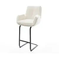 DELIFE Barstuhl Clea-Flex Bouclé Soft Beige Freischwinger Flach Metall Schwarz