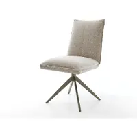 DELIFE Drehstuhl Lelio-Flex Webstoff Soft Beige Kreuzgestell breit Effektfinish Titan 360° drehbar Wippfunktion Taschenfederkern