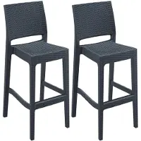 CLP 2er Set Barhocker Jamaica UV-beständig, wetterfest | Farbe dunkelgrau