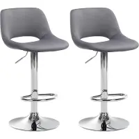 CLP 2er Set Barhocker Camden Samt drehbar und höhenverstellbar | dunkelgrau Farbe dunkelgrau Material Gestell Metall in Chromoptik