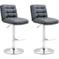 CLP 2er Set Barhocker Damar Kunstleder höhenverstellbar und drehbar | Farbe grau Gestell Farbe chrom