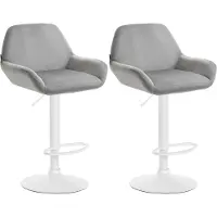 CLP 2er Set Barhocker Braga Samt drehbar und höhenverstellbar grau Material Gestell Metall matt weiss