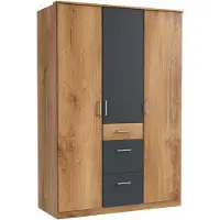Wimex Kleiderschrank Click Schlafzimmerschrank mit Schubladen Ausführung wählbarPlankeneiche / graphit