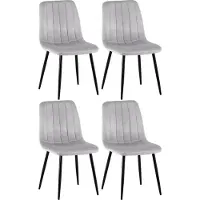 CLP 4er Set Stühle Dijon mit Lehne grau Material Samt