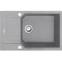 Franke Spüle URBAN UBG 611-78 XL in STEINGRAU mit Excenterbedienung Drehknopf Edelstahl / Ausschnittmaß 760 x 480 mm / Granitspüle