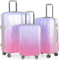 Suitline - 3er Kofferset Rollkoffer Hartschalenkoffer 4 Rollen Handgepäck-Trolley und Aufgabegepäck Koffer erweiterbar Travel Luggage Gepäck Set Hardcase ABS, TSA,Sakura