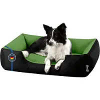 BedDog Hundebett LUPI waschbar,(XL) ca. 100x85x23cm,GREEN-FIELD (schwarz/grün)