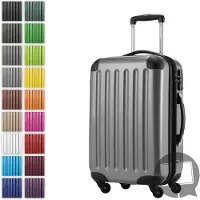 Hauptstadtkoffer Alex - Handgepäck-Koffer mit Erweiterung Kabinentrolley 4 Rollen, Bordgepäck für jede Airline, Reisetrolley Größe S Hartschale glänzend, 55 cm, 42 Liter,Silber