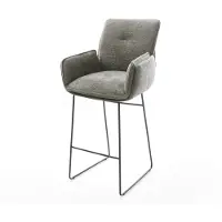 DELIFE Barstuhl Nela-Flex Bouclé Soft Schlamm Kufengestell Metall Schwarz