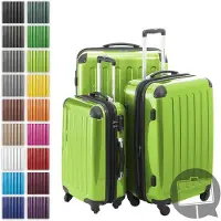 Hauptstadtkoffer - Alex - Kofferset 3 Größen Hartschalenkoffer Trolleys erweiterbar, 4 Rollen, Hartschale glänzend Reisekoffer Set, expandable travel luggage,Apfelgrün