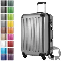 Hauptstadtkoffer Alex - Hartschalen-Koffer erweiterbar mit 4 Rollen Check-In Trolley Reisekoffer mit Dehnfalte Check-In Gepäck 158cm Hardcase Luggage 65 cm, 74 Liter,Silber