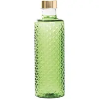 Zafferano Isolano-Flasche aus mundgeblasenem Borosilikatglas mit Diamanteffekt, apfelgrün, inklusive zwei Verschlüssen für modernes Design