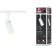 Paulmann URail-Spot Tubo, weiß matt, 3-step-dim, CCT URail dimmbar, weiß / opal, für Wohn- / Esszimmer, Metall, Modern