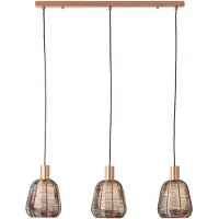 Brilliant Lampe Wallace Pendelleuchte 3-flammig Kaffee dunkel Metall/Holz braun 3x A60, E27, 40 W