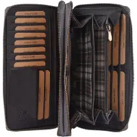 Benthill Damen Geldbörse Echt Leder XXL - Portemonnaie Groß mit RFID Schutz - Echtleder Vintage Damenbörse mit vielen Kartenfächer inkl. Geschenkbox