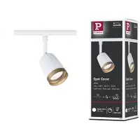 Paulmann URail Schienenspot COVER, weiß/gold, Ø 7 cm, GU10 dimmbar, weiß / opal, für Wohn- / Esszimmer, Metall, Modern