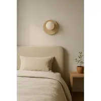 Opviq , Hochwertige Wandleuchte aus Travertin, Beige und Weiß, Höhe: 30 cm, Ø10 cm | 1 x G9 Fassung, max. 10 W, IP20 | Elegantes Design für moderne Wohnräume, Glaskappe.