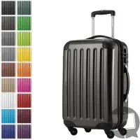 Hauptstadtkoffer Alex - Handgepäck-Koffer mit Erweiterung Kabinentrolley 4 Rollen, Bordgepäck für jede Airline, Reisetrolley Größe S Hartschale glänzend, 55 cm, 42 Liter,Graphit