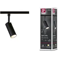 Paulmann URail-Spot Tubo, schwarz matt, 3-step-dim, CCT URail dimmbar, schwarz, für Wohn- / Esszimmer, Metall, Modern