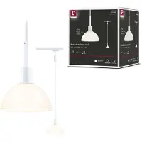 Paulmann URail Pendelleuchte Sarrasani, signalweiß, Metall dimmbar, weiß / opal, für Wohn- / Esszimmer, Glas, Modern