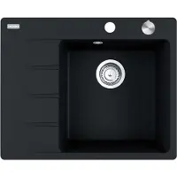 Franke Spüle CNG 611-62 BLACK MATT Becken links mit Excenterbedienung / Ausschnittmaß 600 x 480 mm R15 / Granitspüle