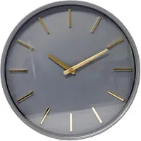 B&S Wanduhr Analog Kunststoff rund Ø 35.5 cm dunkelgrau modern