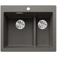 BLANCO Pleon 6 Split - 527322 Vulkangrau - Granitspüle, Einbauspüle, Unterbauspüle - inkl.