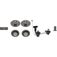 BLANCO Ablaufgarnitur-Set, 2 x InFino mit Ablauffernbedienung, satin dark steel, 207444